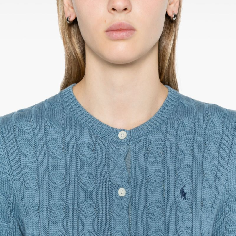 (Women) Polo Ralph Lauren SS24  Slim Fit Sky Blue Cable Knit Crewneck Cardigan. 211891643-016 圖 6