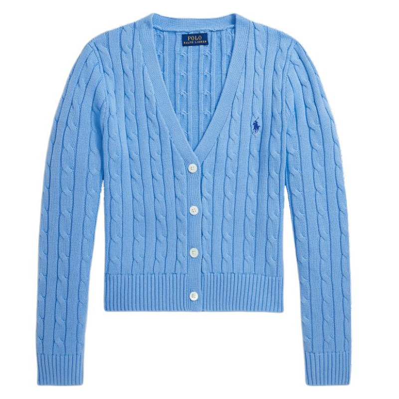 (Women) Polo Ralph Lauren SS24  Slim Fit V-neck Knit Cardigan Blue. WMPOSWENDW20247-400