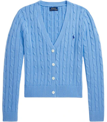 (Women) Polo Ralph Lauren SS24 Slim Fit V-neck Knit Cardigan Blue. WMPOSWENDW20247-400 Order (Women) Polo Ralph Lauren SS24 Slim Fit V-neck Knit Cardigan Blue. WMPOSWENDW20247-400