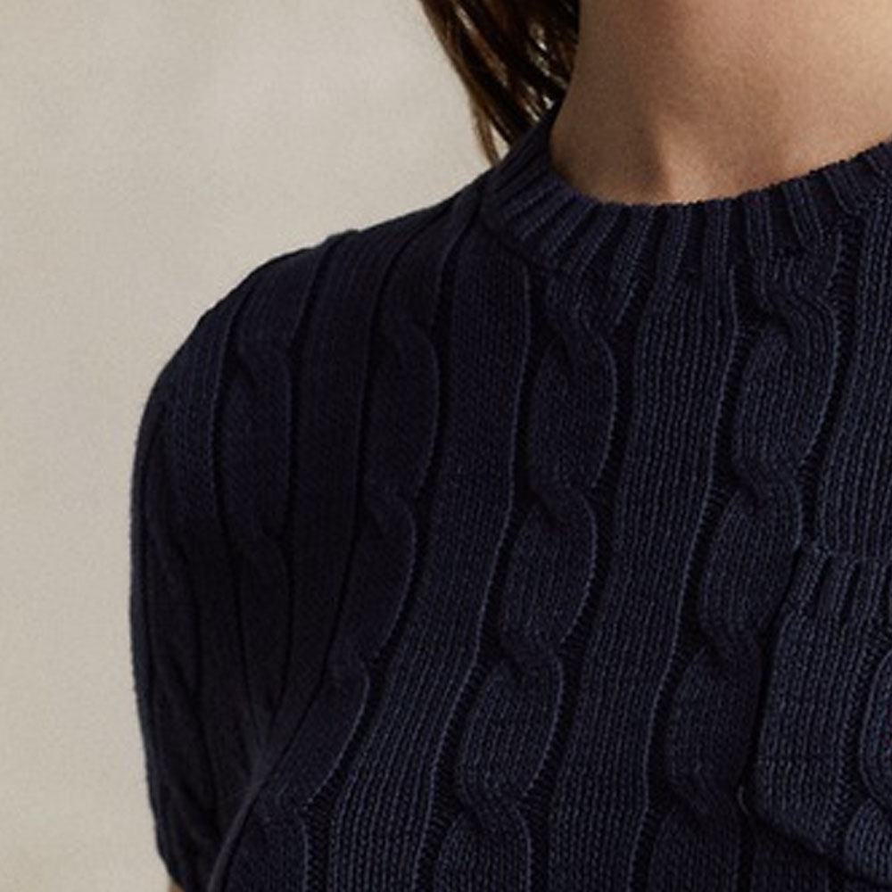 (Women) Polo Ralph Lauren SS24  Slim Knit Tee Cable Logo Embroidery Hunter Navy. WMPOSWENC020882-400 圖 6