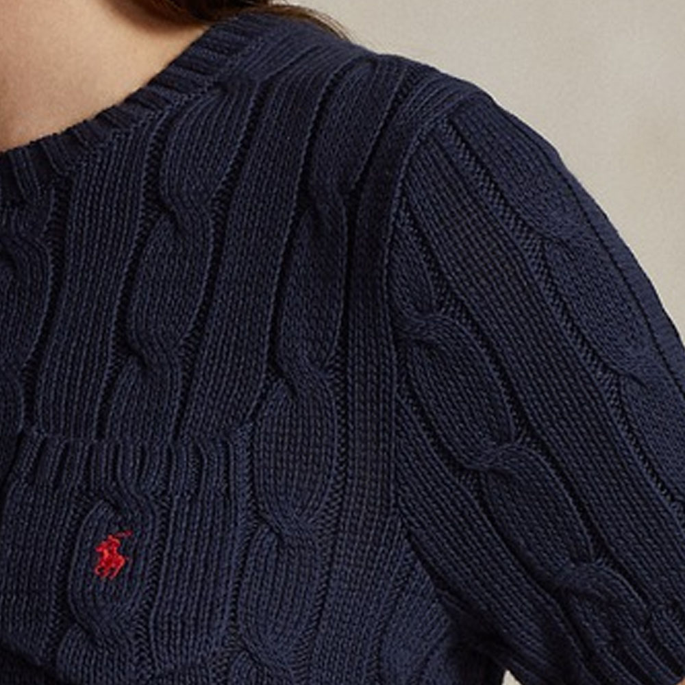 (Women) Polo Ralph Lauren SS24  Slim Knit Tee Cable Logo Embroidery Hunter Navy. WMPOSWENC020882-400 圖 7