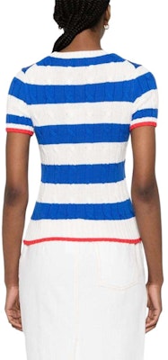(W) ポロ ラルフ ローレン SS24 ストライプ カラーブロック ニット 白 Tシャツ 半袖 211924445-001 Shop (W) ポロ ラルフ ローレン SS24 ストライプ カラーブロック ニット 白 Tシャツ 半袖 211924445-001