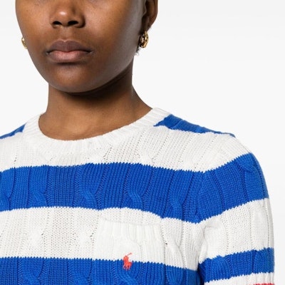 (W) ポロ ラルフ ローレン SS24 ストライプ カラーブロック ニット 白 Tシャツ 半袖 211924445-001 Details for (W) ポロ ラルフ ローレン SS24 ストライプ カラーブロック ニット 白 Tシャツ 半袖 211924445-001