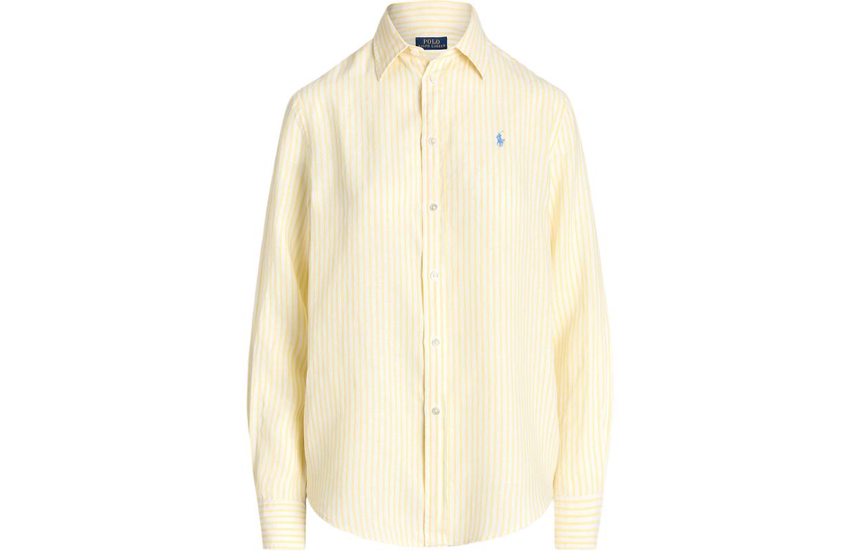 (Women) Polo Ralph Lauren SS24  Striped Logo Embroidered Loose Shirt Coastal Yellow. WMPOSHTNDO20616-700 圖 2