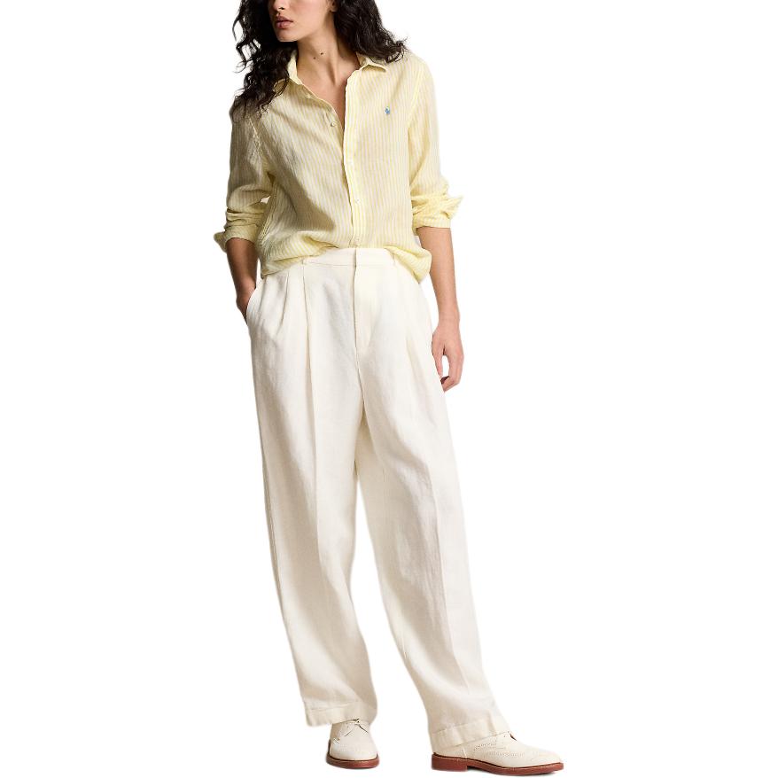 (Women) Polo Ralph Lauren SS24  Striped Logo Embroidered Loose Shirt Coastal Yellow. WMPOSHTNDO20616-700 圖 3