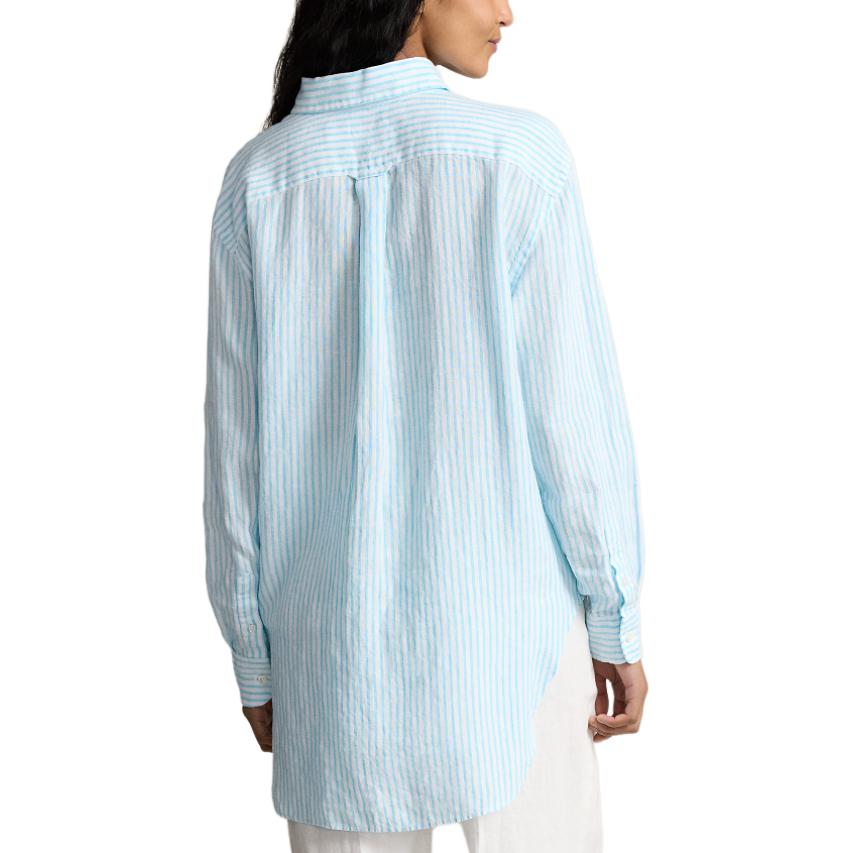 (Women) Polo Ralph Lauren SS24  Turquoise Striped Logo Embroidered Long Sleeve Shirt. WMPOSHTNDO20612-999 圖 4
