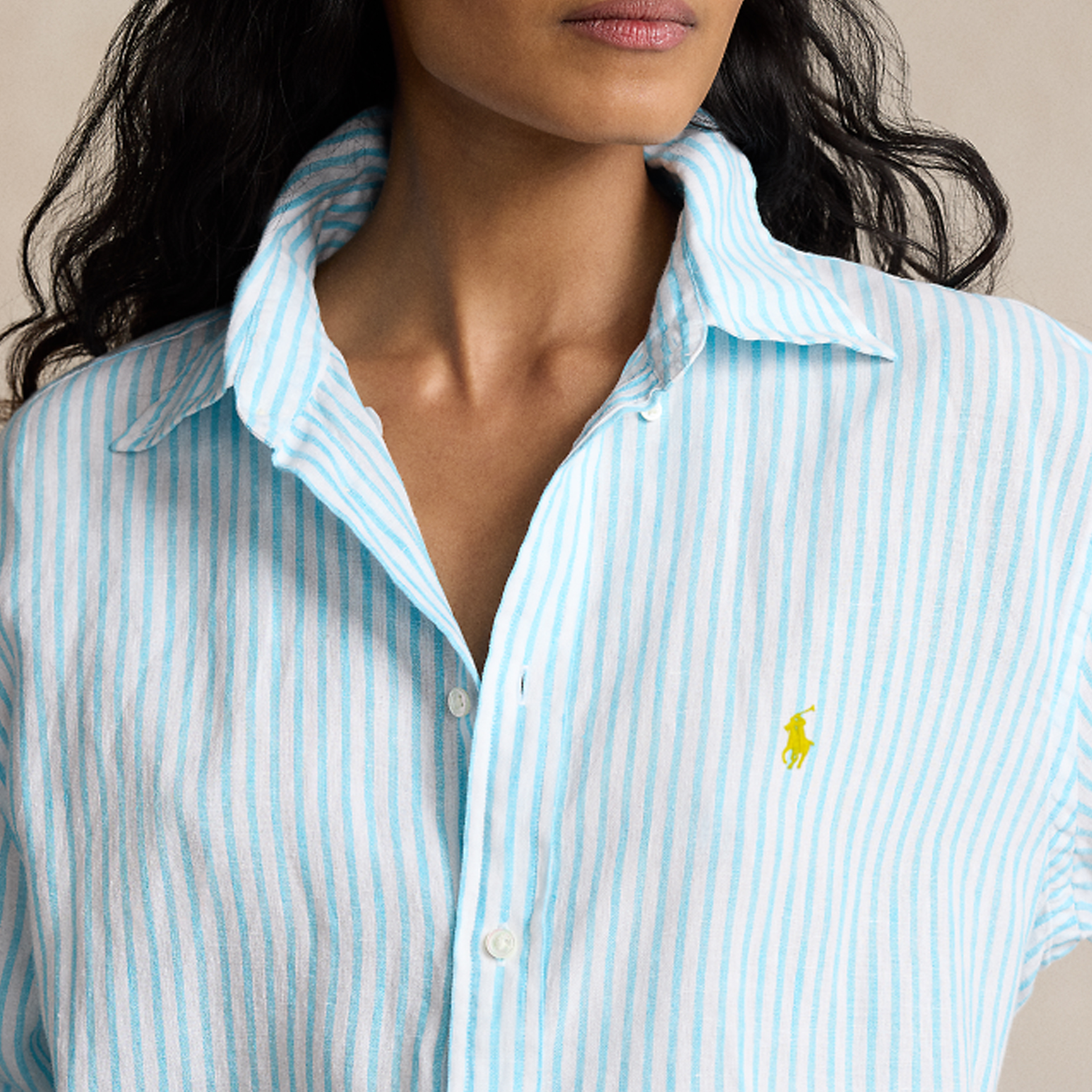 (Women) Polo Ralph Lauren SS24  Turquoise Striped Logo Embroidered Long Sleeve Shirt. WMPOSHTNDO20612-999 圖 6