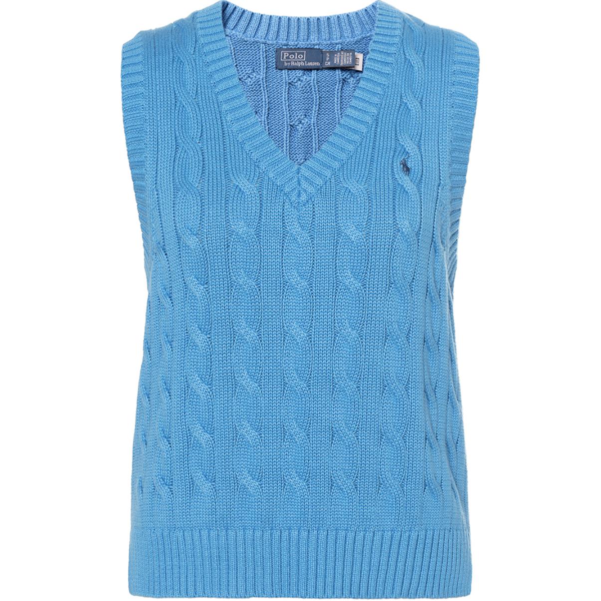 (Women) Polo Ralph Lauren SS24  V-Neck Sleeveless Knit Sweater Blue. WMPOSWENC020946-400