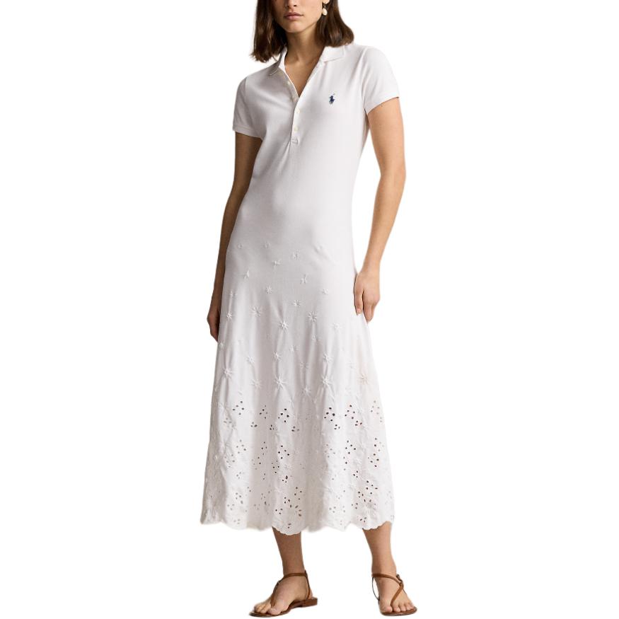 Lookbook (W) Polo Ralph Lauren SS24 白色刺绣标志A字短袖连衣裙 WMPODRSNFA20683-100