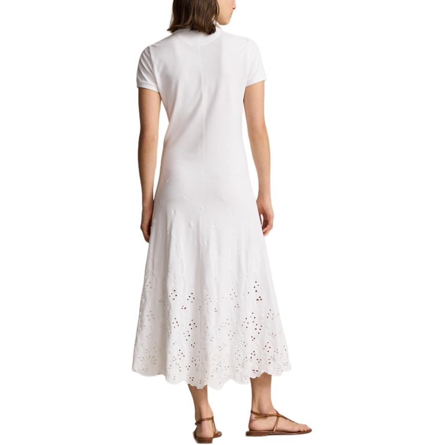Shop (W) Polo Ralph Lauren SS24 白色刺绣标志A字短袖连衣裙 WMPODRSNFA20683-100