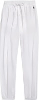 (Women) Polo Ralph Lauren SS24 White Long Casual Pants with Logo Embroidery. WMPOPNTNBQ20249-100 (Women) Polo Ralph Lauren SS24 White Long Casual Pants with Logo Embroidery. WMPOPNTNBQ20249-100