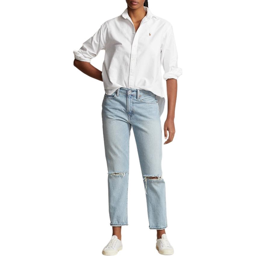 (Women) Polo Ralph Lauren SS24  White Relaxed-Fit Logo Embroidered Long Sleeve Shirt. WMPOSHTNDO20657-100 圖 4