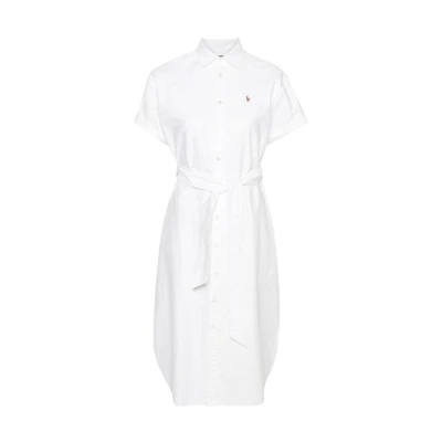 (Women) Polo Ralph Lauren SS24 White Short-Sleeve Midi Shirt Dress 211935153-001