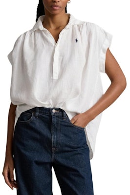 (W) Polo Ralph Lauren SS24 Camisa Blanca Holgada de Manga Corta con Botones. WMPOSHTNDO20605-100 Lookbook (W) Polo Ralph Lauren SS24 Camisa Blanca Holgada de Manga Corta con Botones. WMPOSHTNDO20605-100