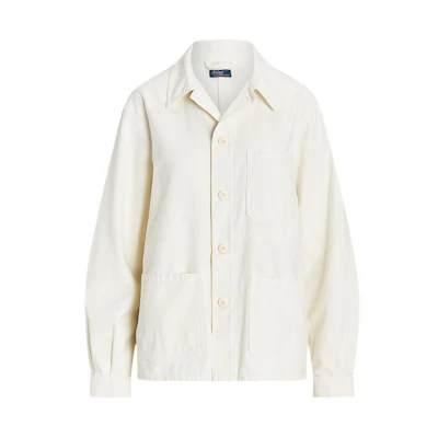 (Women) Polo Ralph Lauren SS24 White Solid Oversized Workwear Long Sleeve Jacket WMPOOTWN5V20236-101