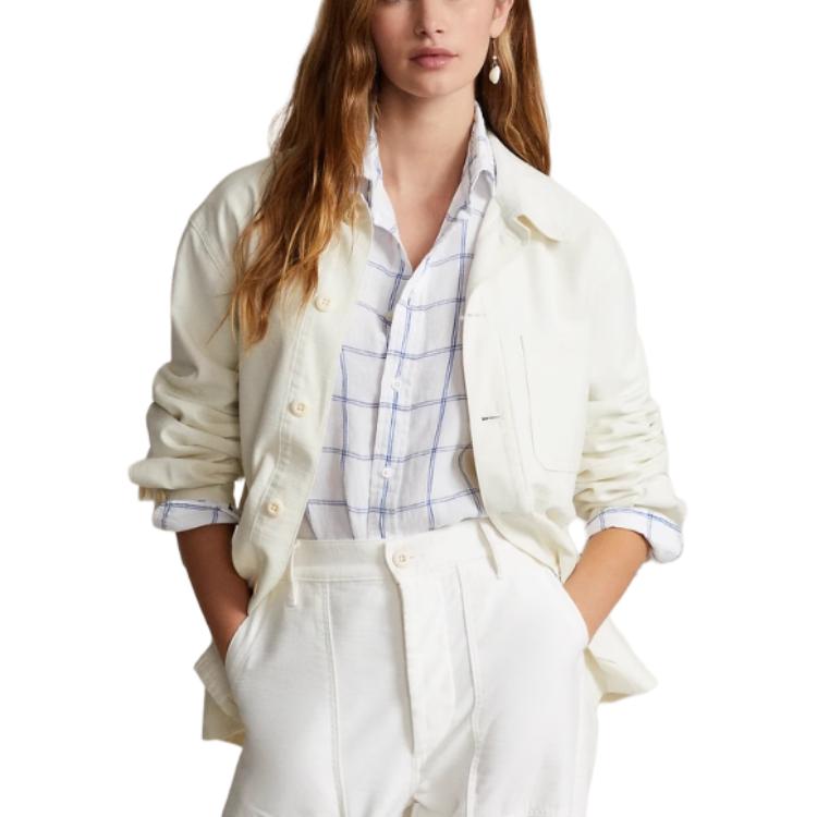 (Women) Polo Ralph Lauren SS24  White Solid Oversized Workwear Long Sleeve Jacket WMPOOTWN5V20236-101 圖 3