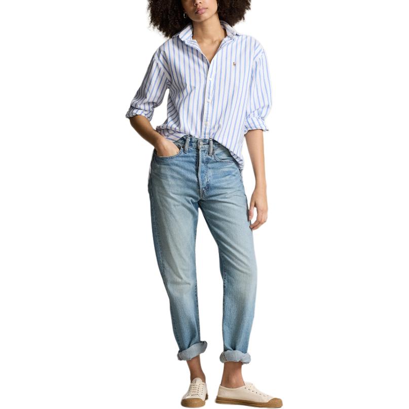 (Women) Polo Ralph Lauren SS24  White Striped Logo Embroidered Loose Shirt. WMPOSHTNDO20596-999 圖 3