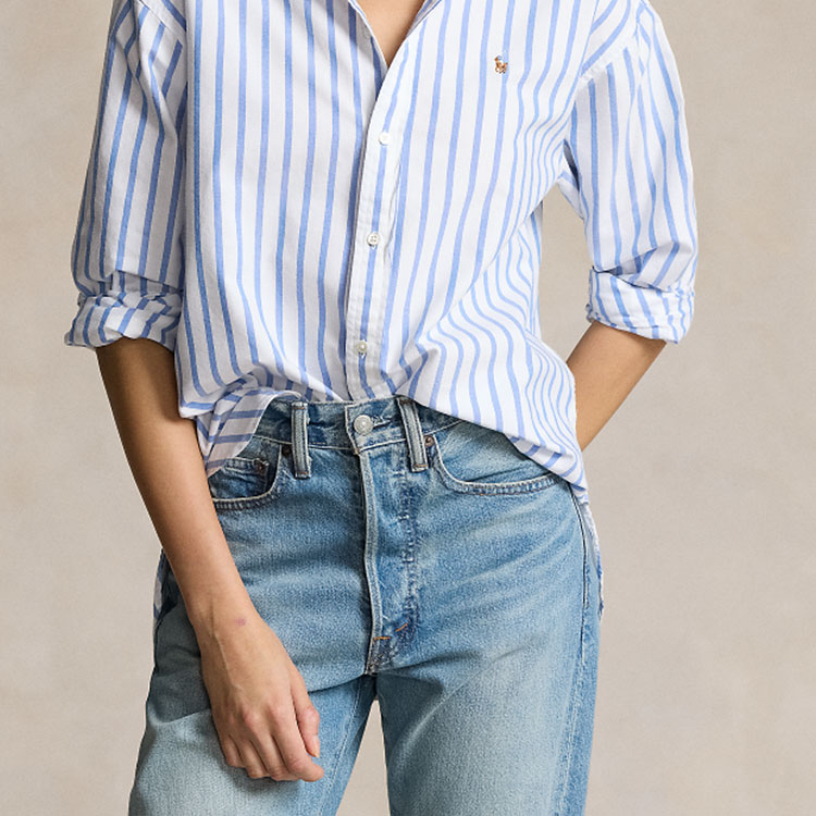(Women) Polo Ralph Lauren SS24  White Striped Logo Embroidered Loose Shirt. WMPOSHTNDO20596-999 圖 6