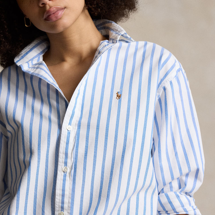 (Women) Polo Ralph Lauren SS24  White Striped Logo Embroidered Loose Shirt. WMPOSHTNDO20596-999 圖 7