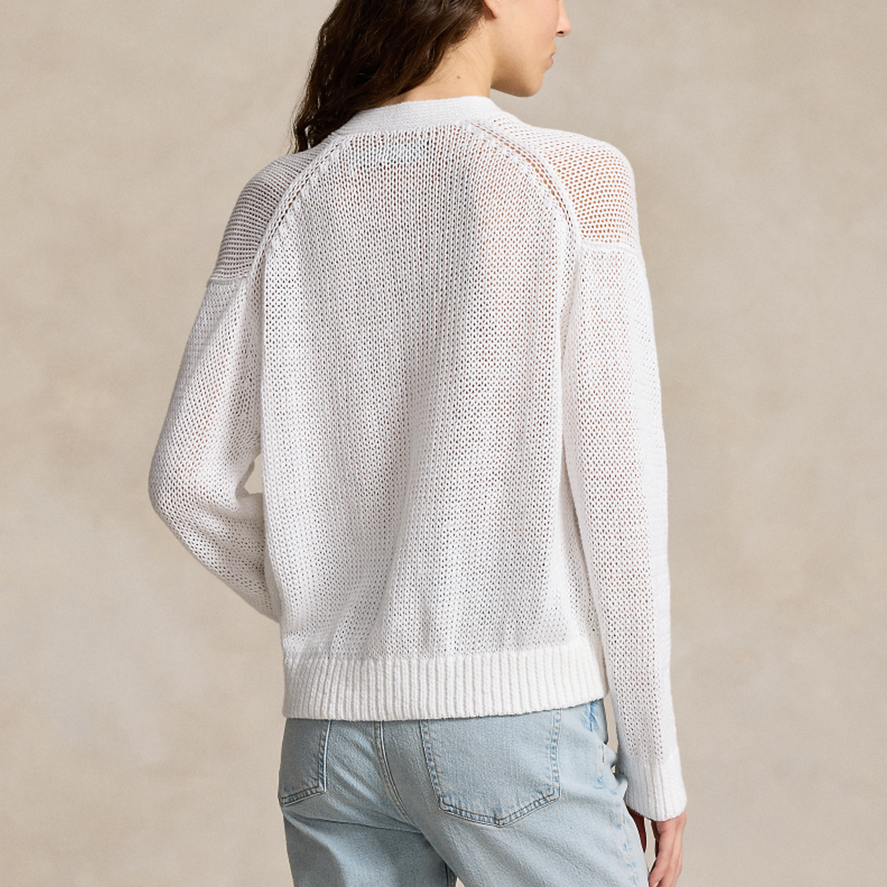 (Women) Polo Ralph Lauren SS24  White V-Neck Button-Up Loose Knit Cardigan. WMPOSWENDW20266-100 圖 5