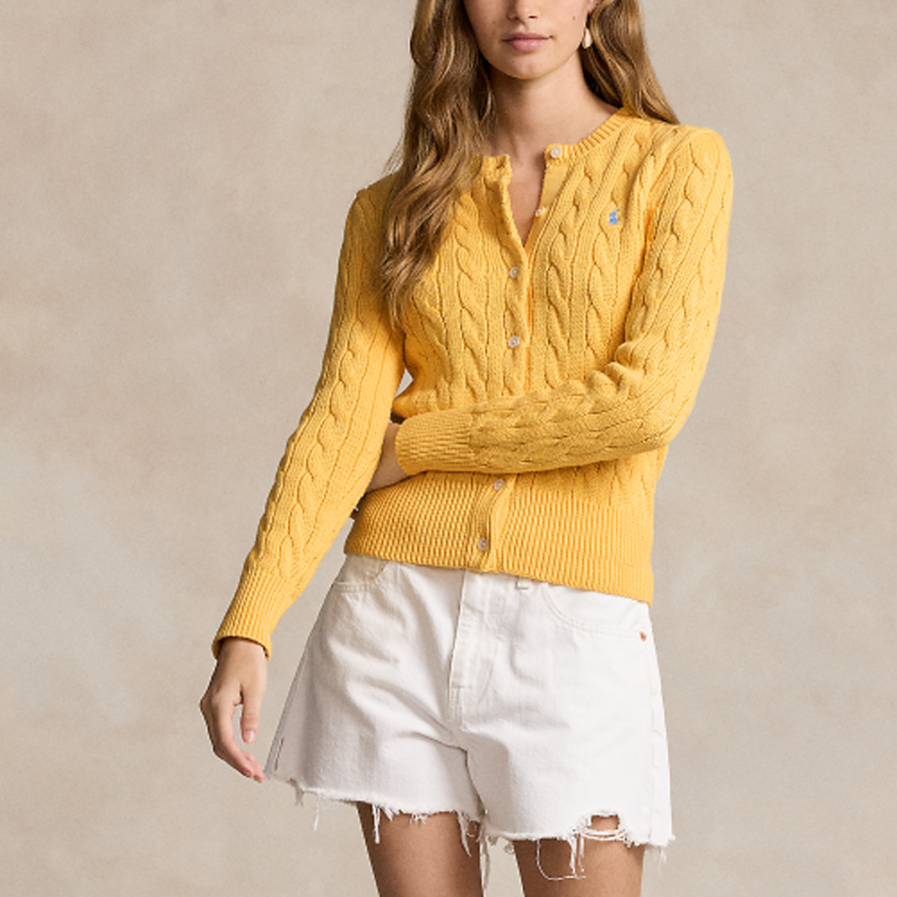 (Women) Polo Ralph Lauren SS24  Yellow Knit Cardigan with Logo Embroidery. WMPOSWENDW20264-700 圖 3