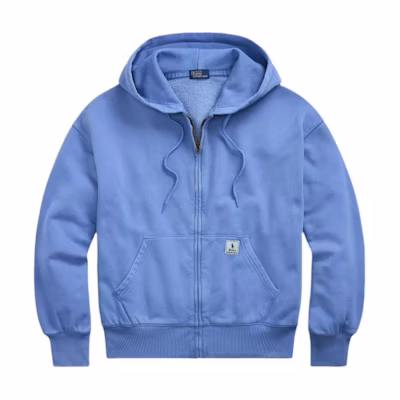 (Women) Polo Ralph Lauren SS24 Blue Solid Zip-Up Oversized Hoodie WMPOKNINFB20682-400