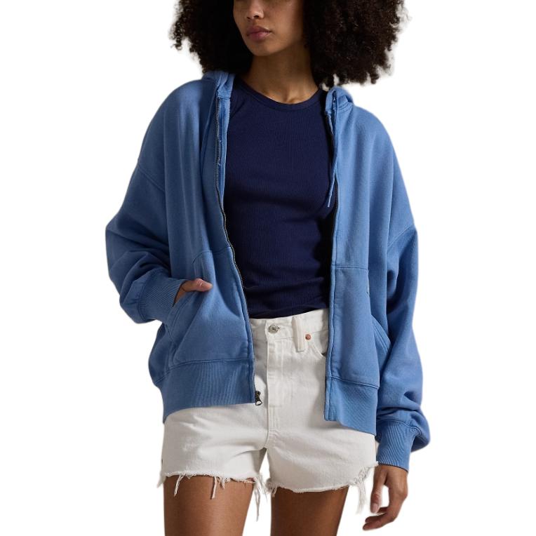 (Women) Polo Ralph Lauren SS24 Blue Solid Zip-Up Oversized Hoodie WMPOKNINFB20682-400 圖 4