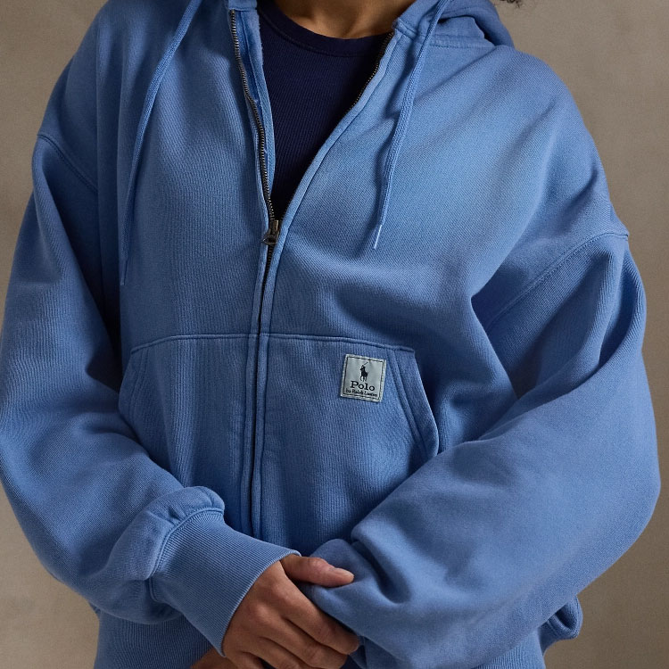(Women) Polo Ralph Lauren SS24 Blue Solid Zip-Up Oversized Hoodie WMPOKNINFB20682-400 圖 6