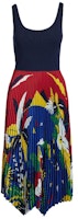 (Women) Polo Ralph Lauren SS24 Floral Knit Pleated Midi Sleeveless Dress Women Multicolor WMPODRSNFA20615-600 (Women) Polo Ralph Lauren SS24 Floral Knit Pleated Midi Sleeveless Dress Women Multicolor WMPODRSNFA20615-600
