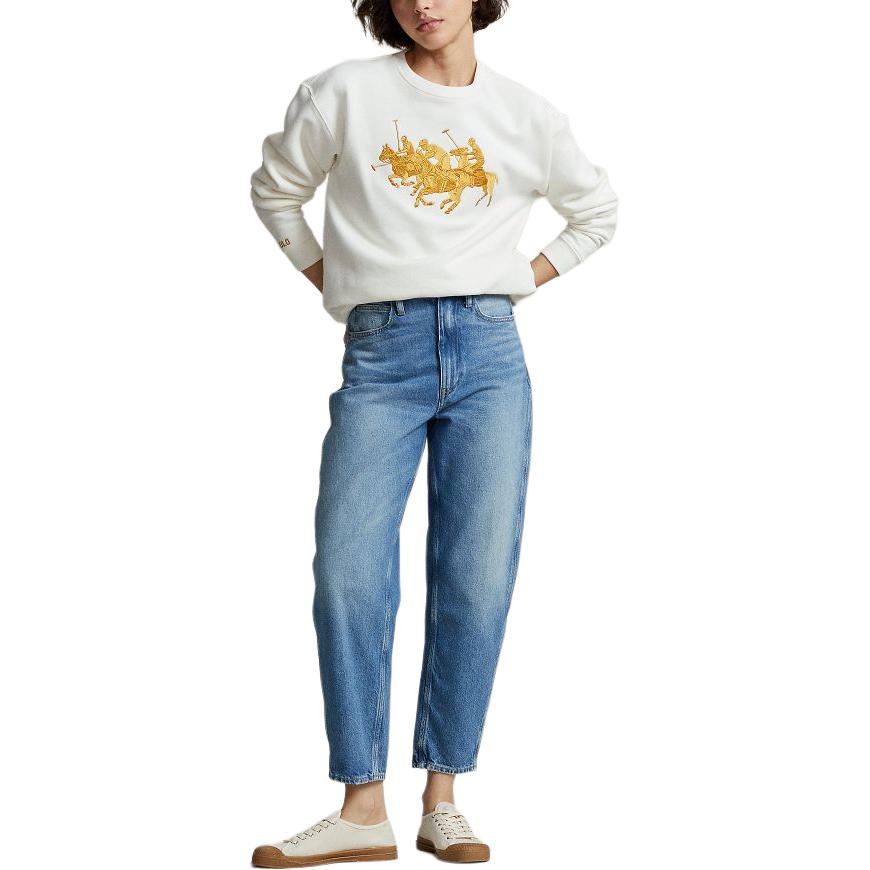 (Women) Polo Ralph Lauren SS24 Loose-Fit Embroidered Sweatshirt Off-White WMPOKNINC020163-100 圖 3
