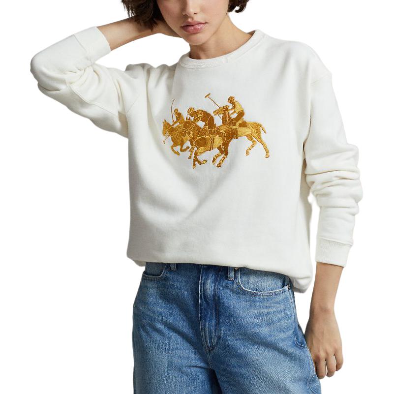 (Women) Polo Ralph Lauren SS24 Loose-Fit Embroidered Sweatshirt Off-White WMPOKNINC020163-100 圖 5