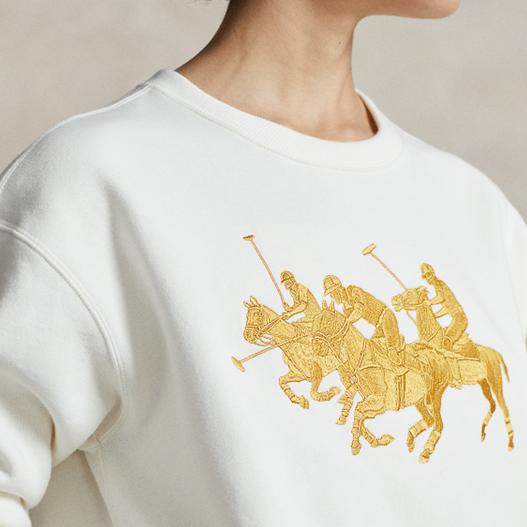 (Women) Polo Ralph Lauren SS24 Loose-Fit Embroidered Sweatshirt Off-White WMPOKNINC020163-100 圖 6