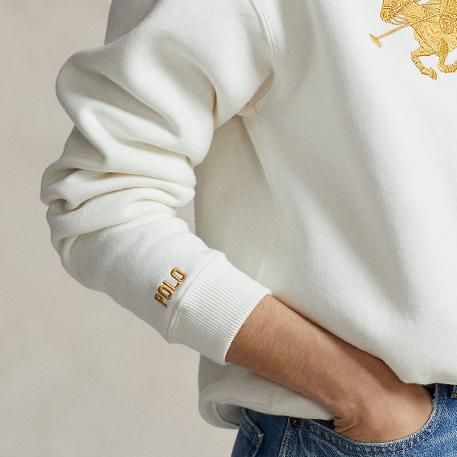 (Women) Polo Ralph Lauren SS24 Loose-Fit Embroidered Sweatshirt Off-White WMPOKNINC020163-100 圖 7