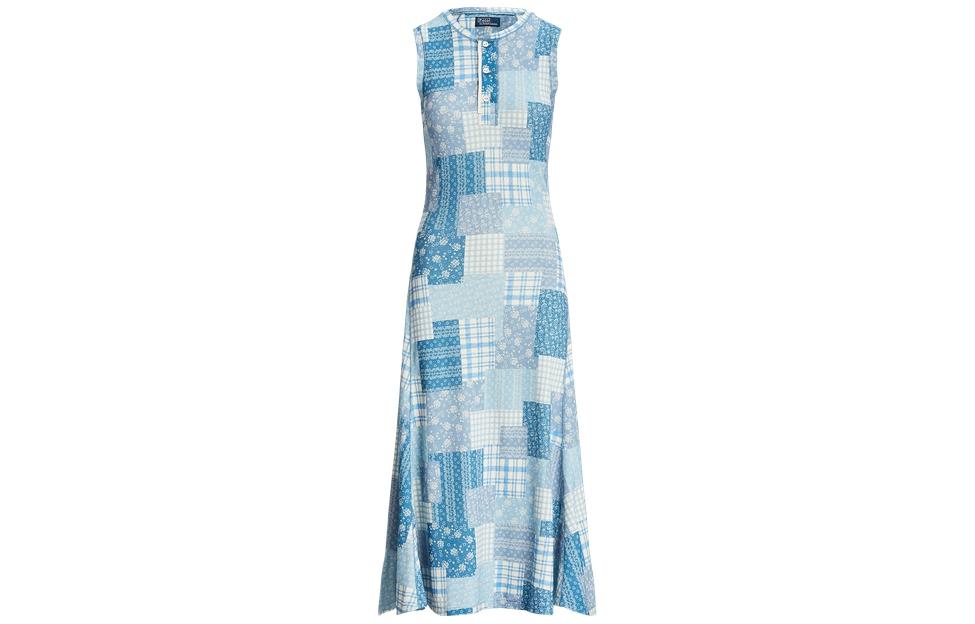 Order (W) ポロ ラルフ ローレン SS24 パッチワーク ノースリーブ Aラインワンピース レディース マルチカラー WMPODRSNFA20665-400