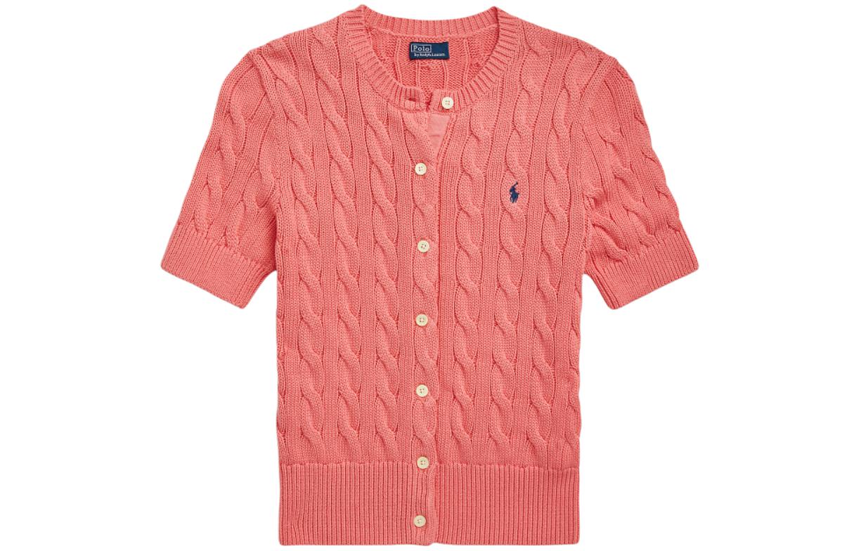 (Women) Polo Ralph Lauren SS24 Pink Slim Fit Knit Short Sleeve Cardigan for Women. WMPOSWENDW20261-670