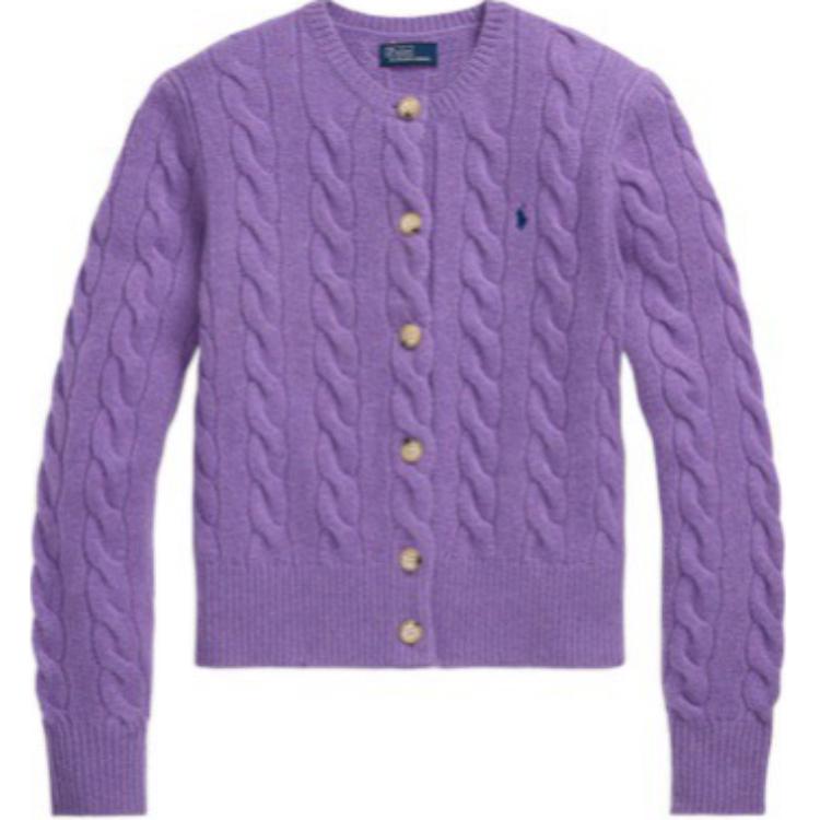 (Women) Polo Ralph Lauren SS24 Purple Knit Cardigan with Logo Embroidery . 211910443-013
