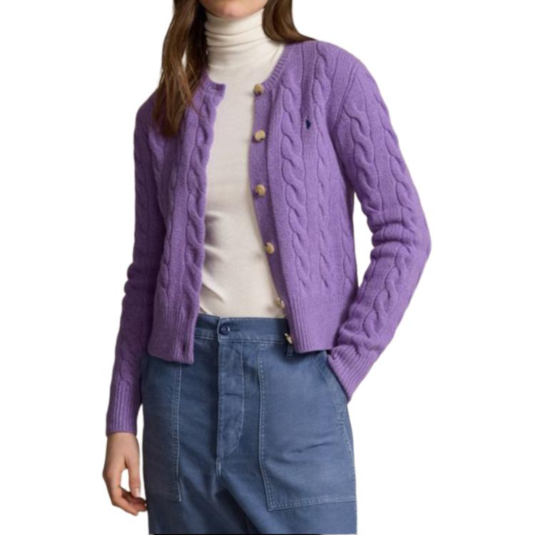 (Women) Polo Ralph Lauren SS24 Purple Knit Cardigan with Logo Embroidery . 211910443-013 圖 4