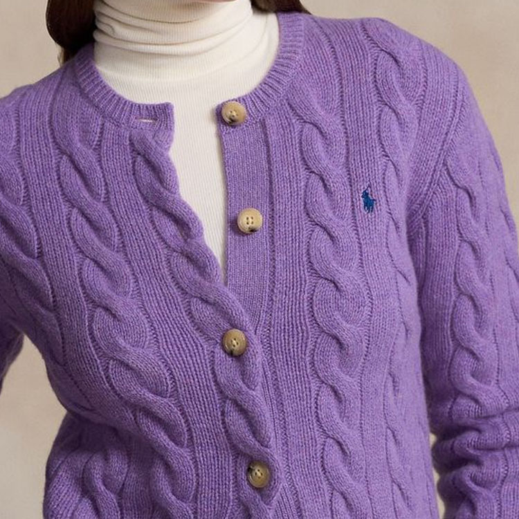 (Women) Polo Ralph Lauren SS24 Purple Knit Cardigan with Logo Embroidery . 211910443-013 圖 6