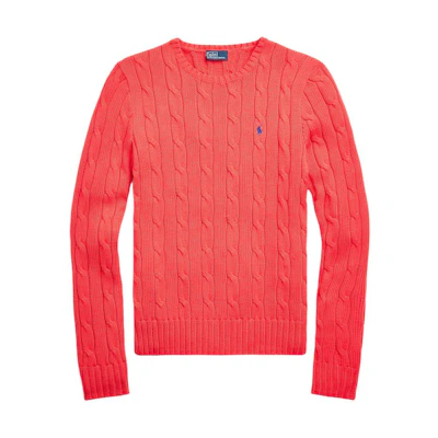 (Women) Polo Ralph Lauren SS24 Slim Fit Cable Knit Sweater Women’s Bright Wood Hibiscus. WMPOSWENC020890-600