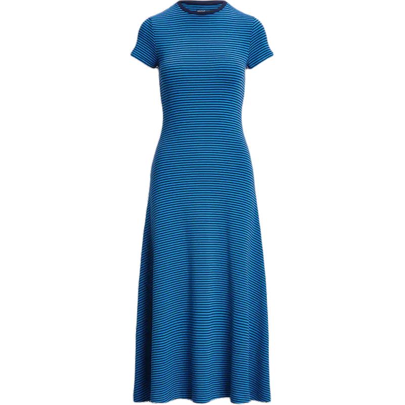 Order (W) Vestido Midi a Rayas Polo Ralph Lauren SS24 Mujer - Azul Oscuro. WMPODRSNFA20664-400
