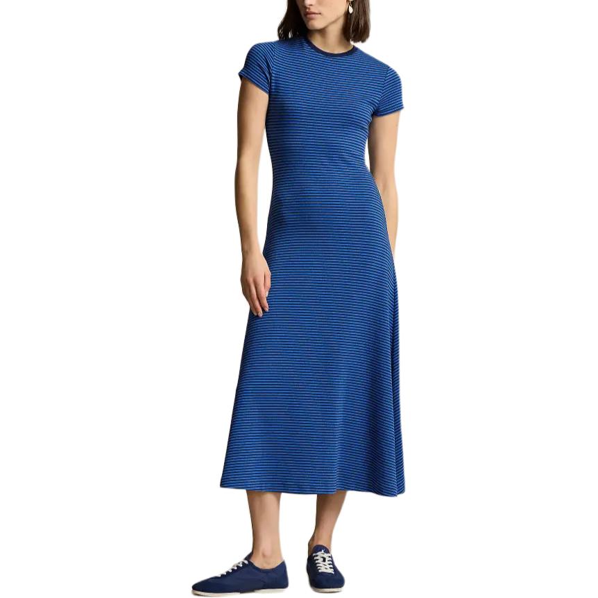 Lookbook (W) Vestido Midi a Rayas Polo Ralph Lauren SS24 Mujer - Azul Oscuro. WMPODRSNFA20664-400