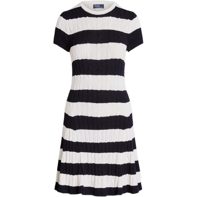 (Women) Polo Ralph Lauren SS24 Striped Short-Sleeve Mini Dress Women’s Blue/White WMPODRSNFA20686-410