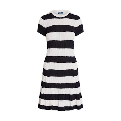 (Women) Polo Ralph Lauren SS24 Striped Short-Sleeve Mini Dress Women’s Blue/White WMPODRSNFA20686-410