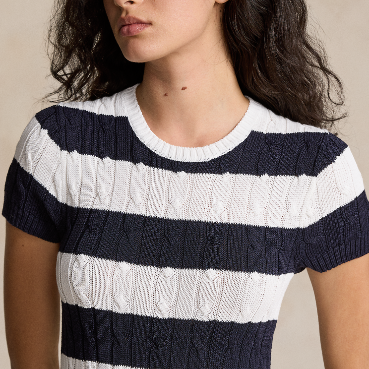 Purchase (Women) Polo Ralph Lauren SS24 Striped Short-Sleeve Mini Dress Women’s Blue/White WMPODRSNFA20686-410