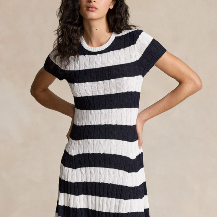 Details for (Women) Polo Ralph Lauren SS24 Striped Short-Sleeve Mini Dress Women’s Blue/White WMPODRSNFA20686-410