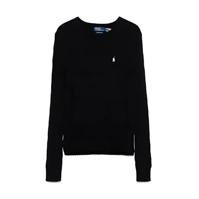 (Women) Polo Ralph Lauren SS25 Black Solid Long-Sleeve Knit Sweater. 211891640-027