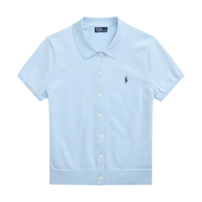 (Women) Polo Ralph Lauren SS25 Blue Short Sleeve Button-Up Knit Cardigan. WMPOSWENDW20402-400