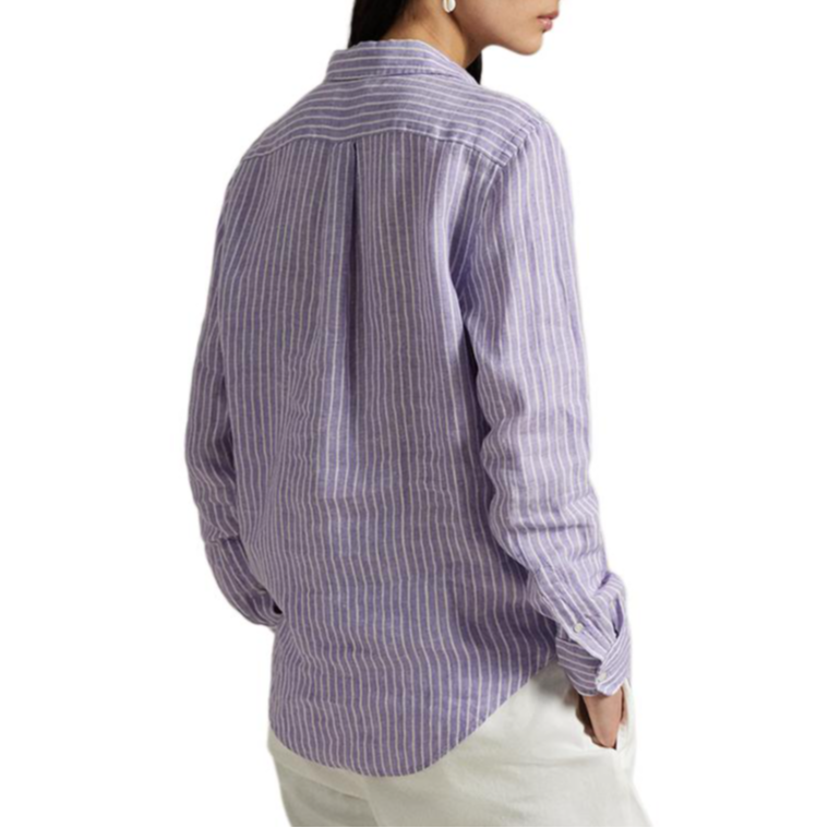 (Women) Polo Ralph Lauren SS25  Purple Striped Linen Long-Sleeve Shirt. WMPOSHTNDO20751-500 圖 4