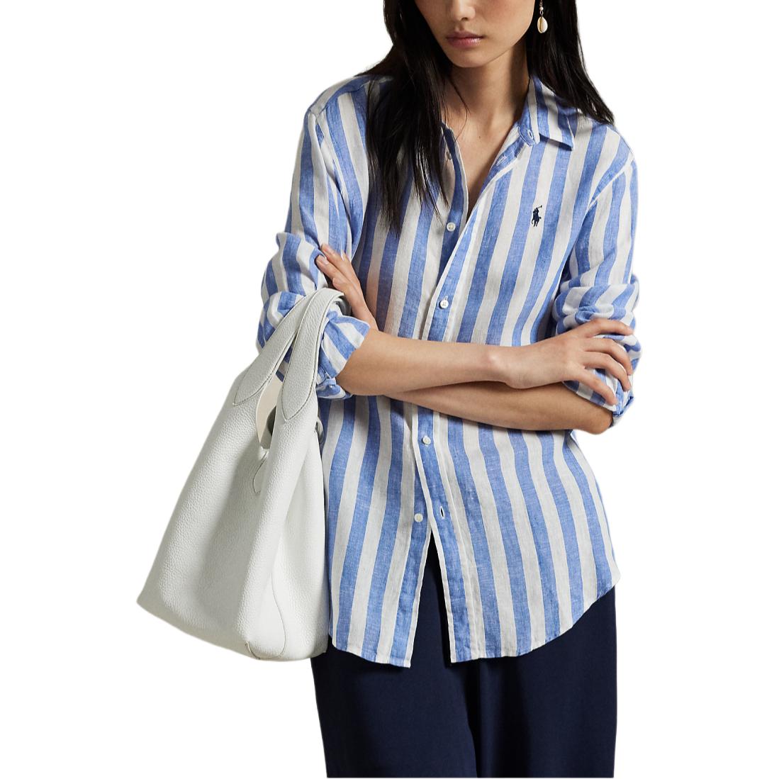 (Women) Polo Ralph Lauren SS25  Striped Linen Long-Sleeve Shirt with Pony Logo. MPOSHTNDO20827-400 圖 4
