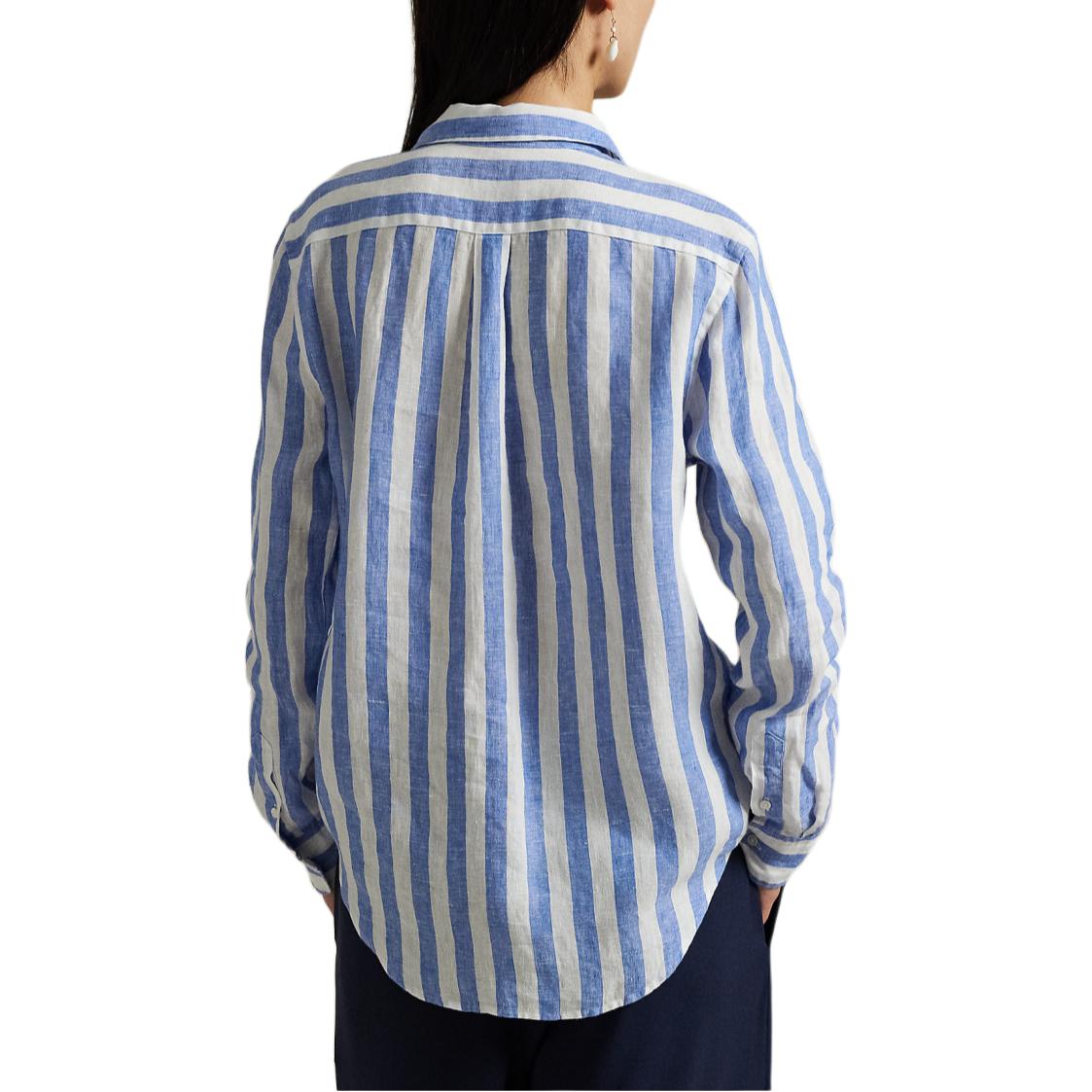 (Women) Polo Ralph Lauren SS25  Striped Linen Long-Sleeve Shirt with Pony Logo. MPOSHTNDO20827-400 圖 5